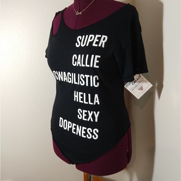 Super Callie Swagalistic Hella Sexy Graphic Tee S shredded cold shoulder punk - Picture 3 of 16